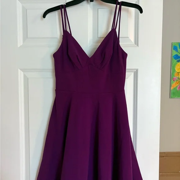 slim fit dress slacks Miss Circle Women's Oakleigh Blackberry Purple Cotton Lace-Up Back Midi Dress - Purple main image 1